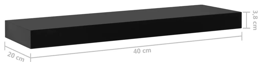 Prateleiras de parede suspensas 2 pcs 40x20x3,8 cm preto