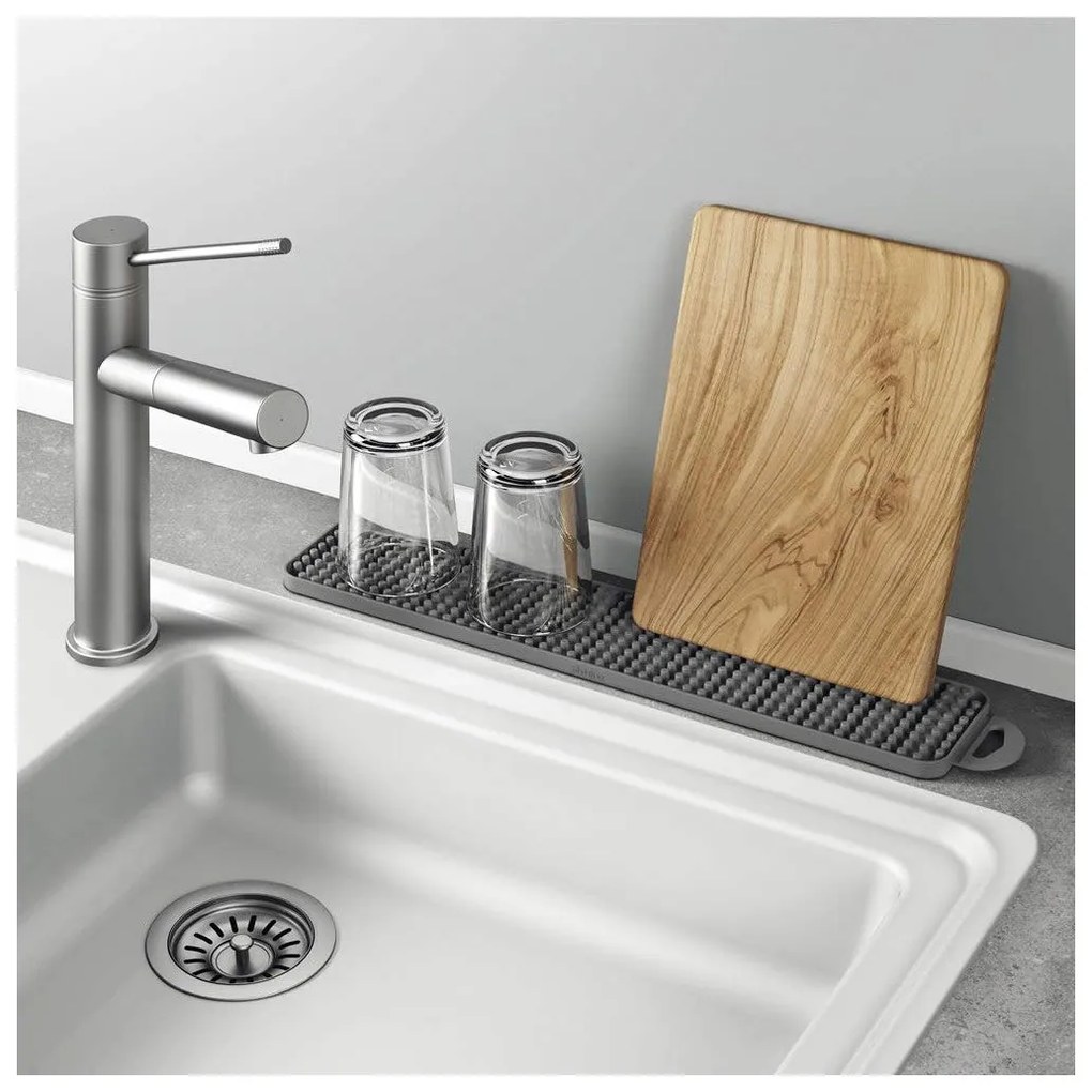 Escorredor de Louça Metaltex Gravity slim Cinzento PEVA (40 x 8 cm)