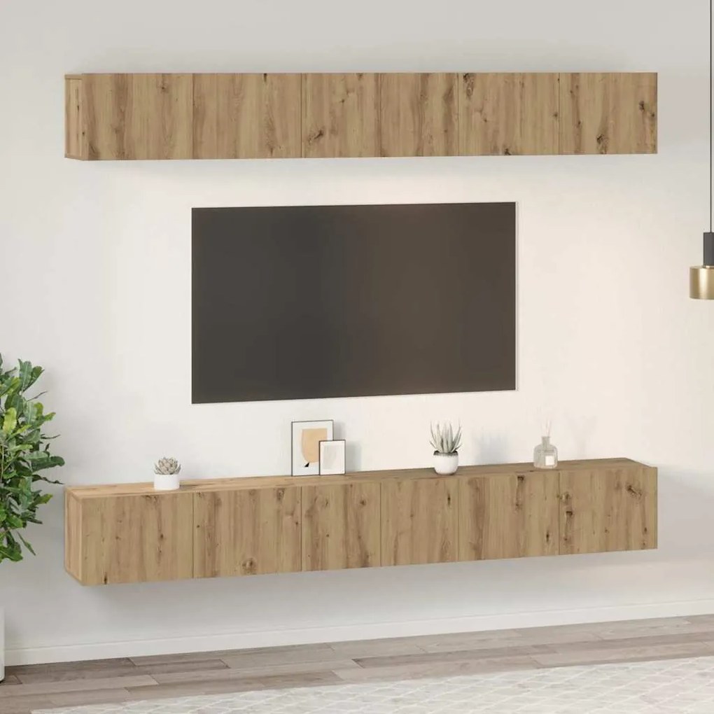 Conjunto de móvel de TV com prateleira 6 pcs carvalho artisiano