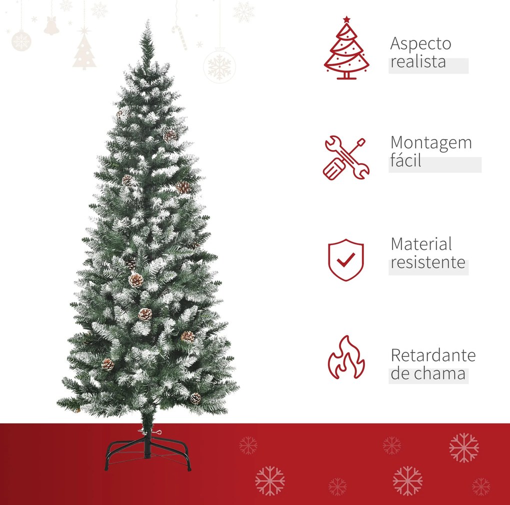 HOMCOM Árvore de Natal Artificial Ø69x150cm com 464 Ramas e 28 Pinhas