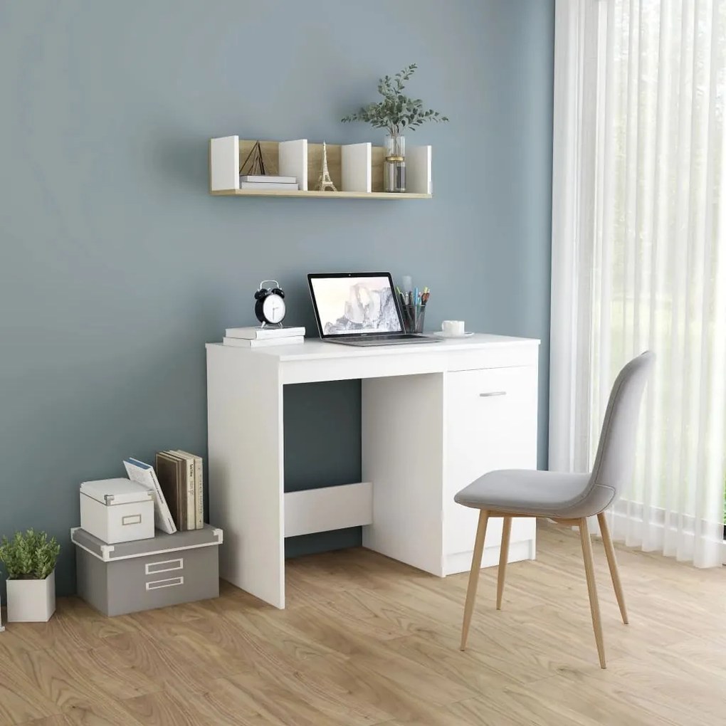 vidaXL Secretária 100x50x76 cm derivados de madeira branco