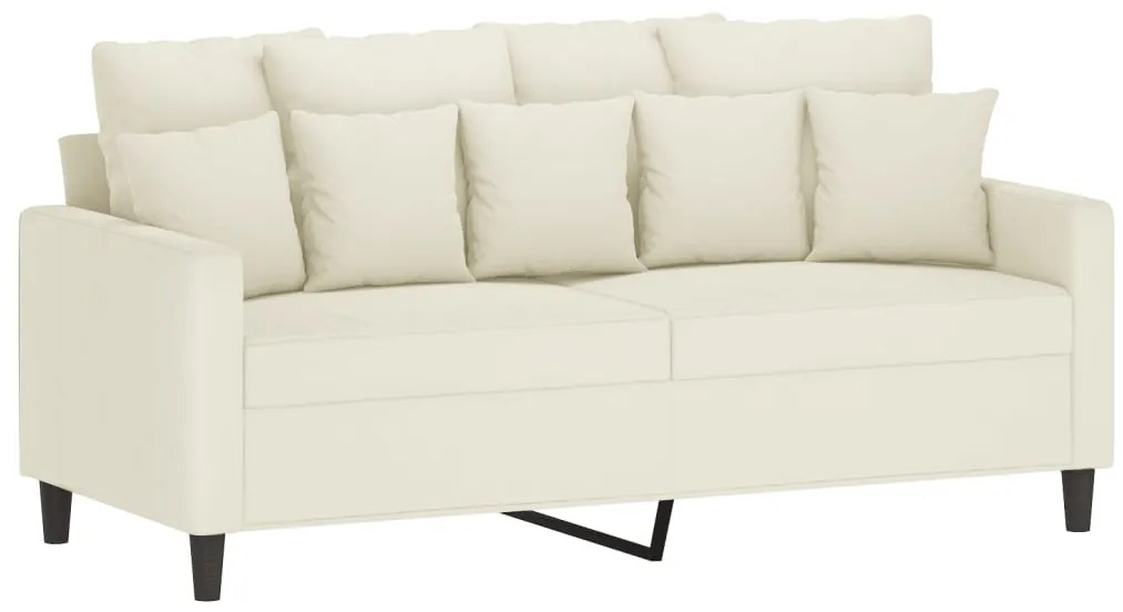 3 pcs conjunto de sofás com almofadões veludo cor creme