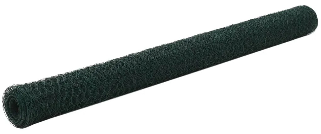 vidaXL Cerca arame galinheiro 25x1,5 m aço c/ revestimento PVC verde