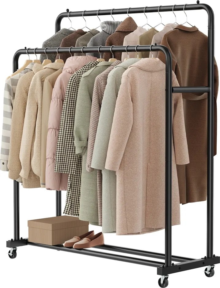 Guarda roupa aberto com rodas 46,5 x 110 x 155,5 cm Preto