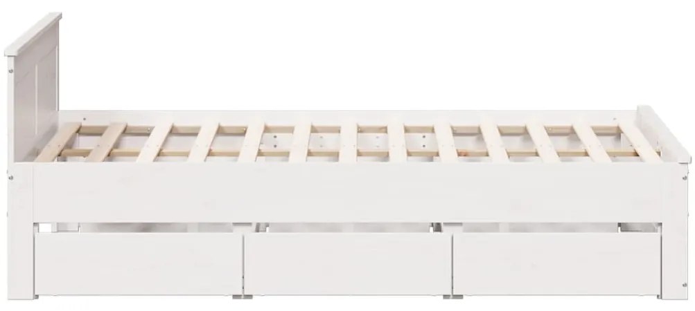 Cama sem colchão com cabeceira 150x200 cm pinho maciço branco