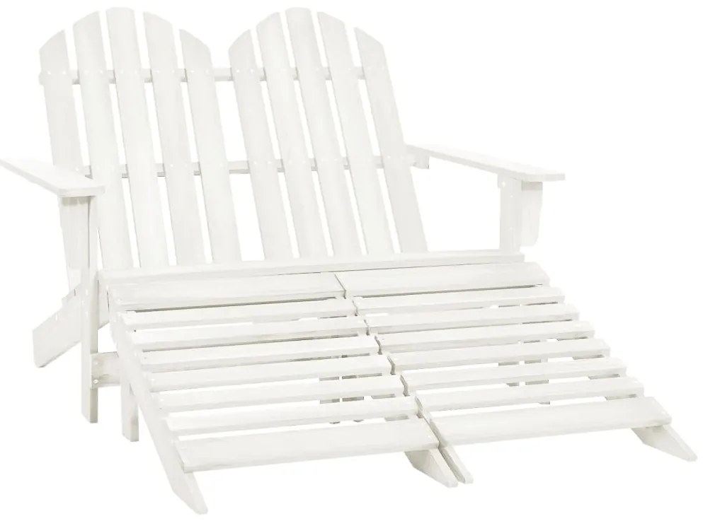 vidaXL Cadeira de jardim &amp; otomano Adirondack 2 lugares abeto branco