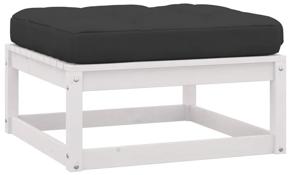 10 pcs conj. lounge de jardim c/ almofadões pinho maciço branco