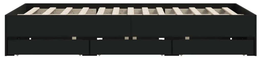 Estrutura de cama c/ gavetas 140x200 cm derivados madeira preto