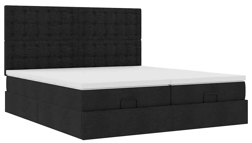 63 / 5,000vidaXL Estrutura de cama otomana com colchões tecido preto