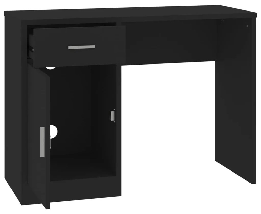 Secretária + gaveta/armário 100x40x73cm derivados madeira preto