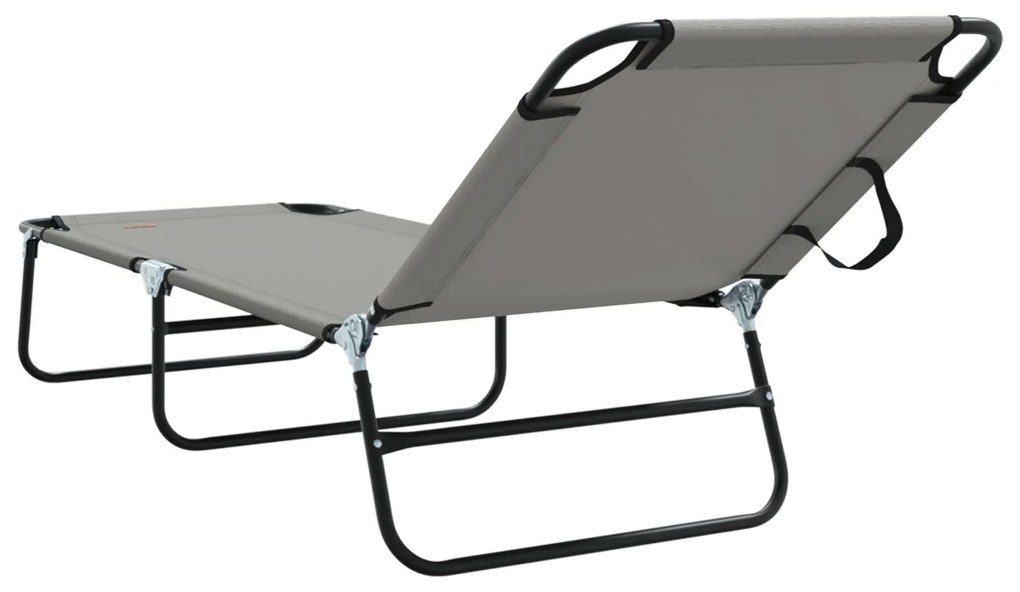 Espreguiçadeira Dobrável 2 pcs Cinza em tecido Oxford 600D