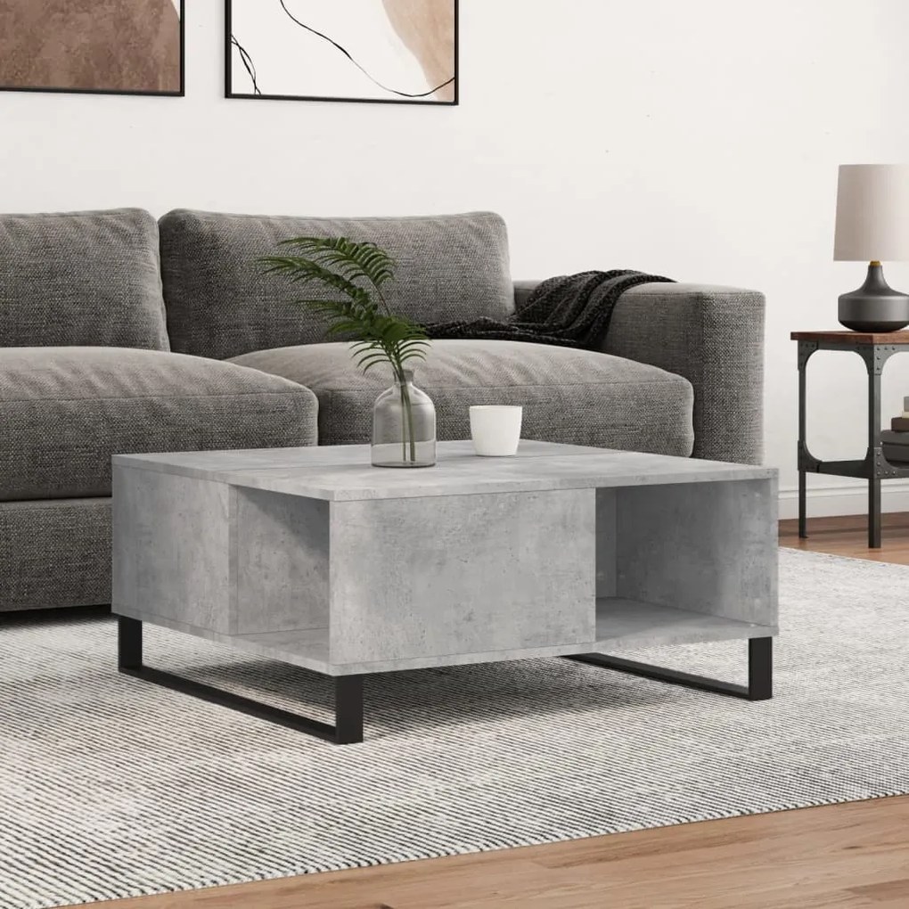 vidaXL Mesa de centro 80x80x36,5 cm derivados madeira cinzento cimento