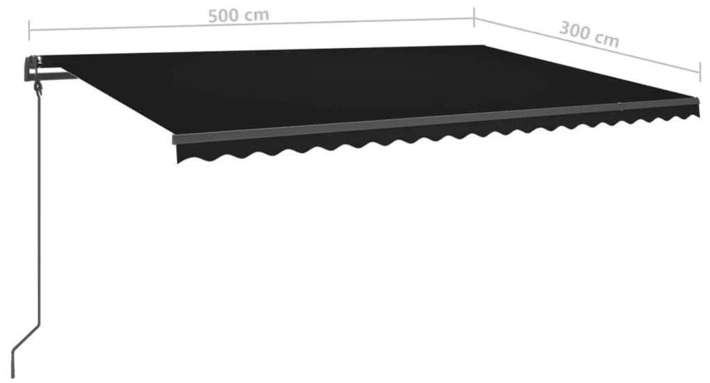 Toldo retrátil automático com postes 5x3 m antracite