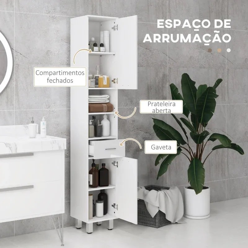 Armário Alto Damise de Casa de Banho de 180cm - Branco - Design Modern