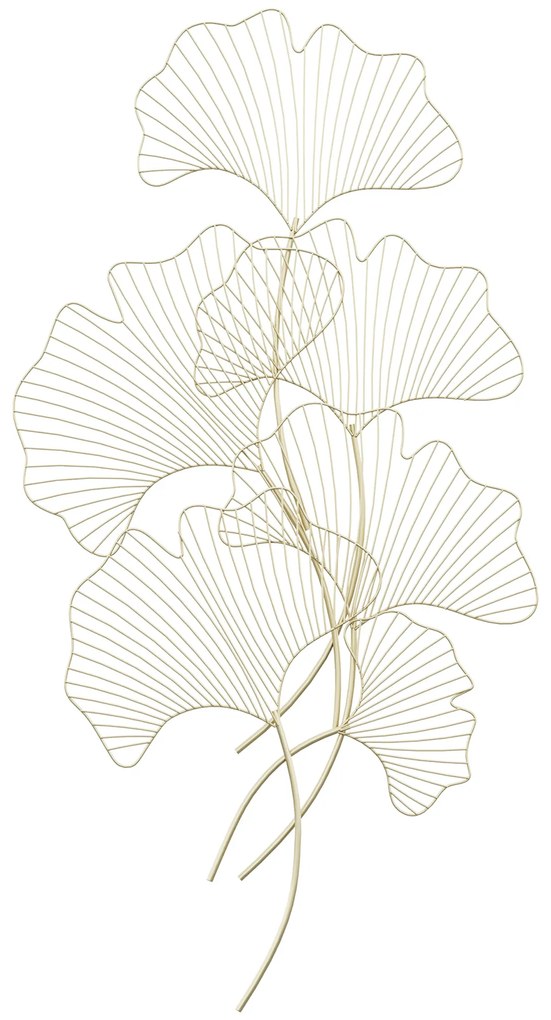 HOMCOM Decoração de Parede de Metal Folhas de Ginkgo 3D Arte de Parede Suspensa  51x94,5cm Dourado | Aosom Portugal