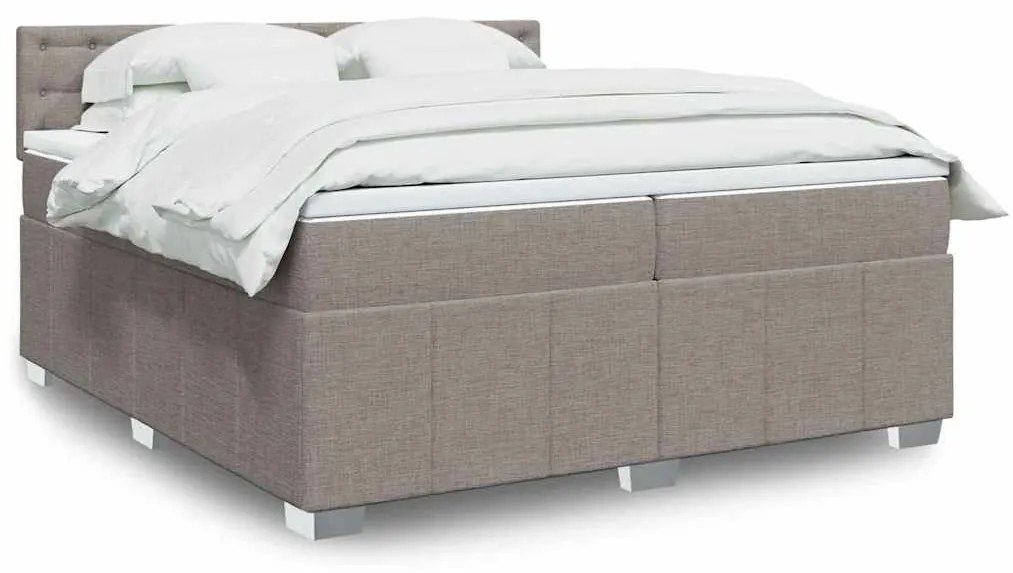 Cama com molas/colchão 200x200 cm tecido castanho-acinzentado