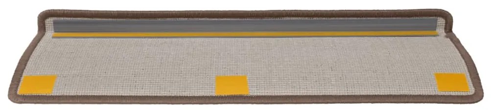 Tapete/carpete para degraus 15 pcs 65x21x4 cm castanho