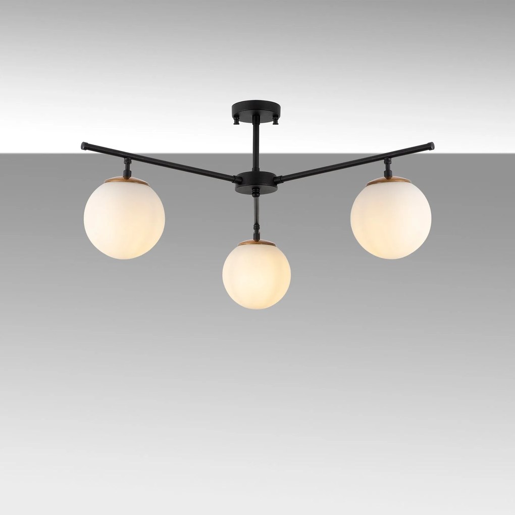 Candeeiro Suspenso Atmaca – Preto, Dourado e Branco – 70 x 70 cm