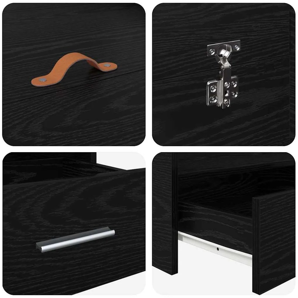 Estrado de cama com arrumação Carvalho preto 160 x 200 cm