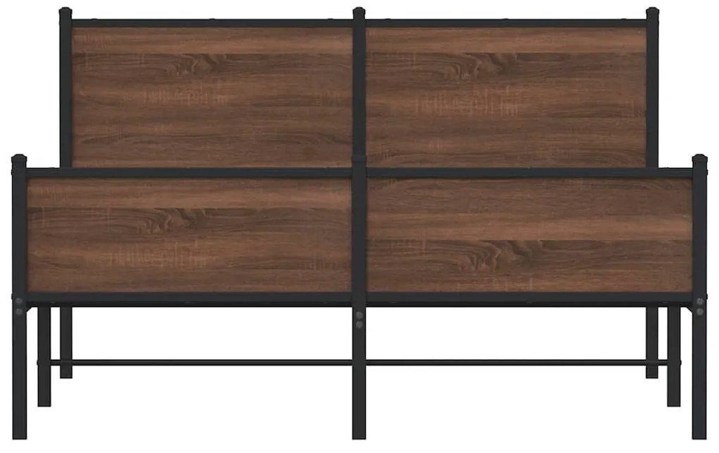Estrutura de cama sem colchão 137x190cm metal carvalho castanho