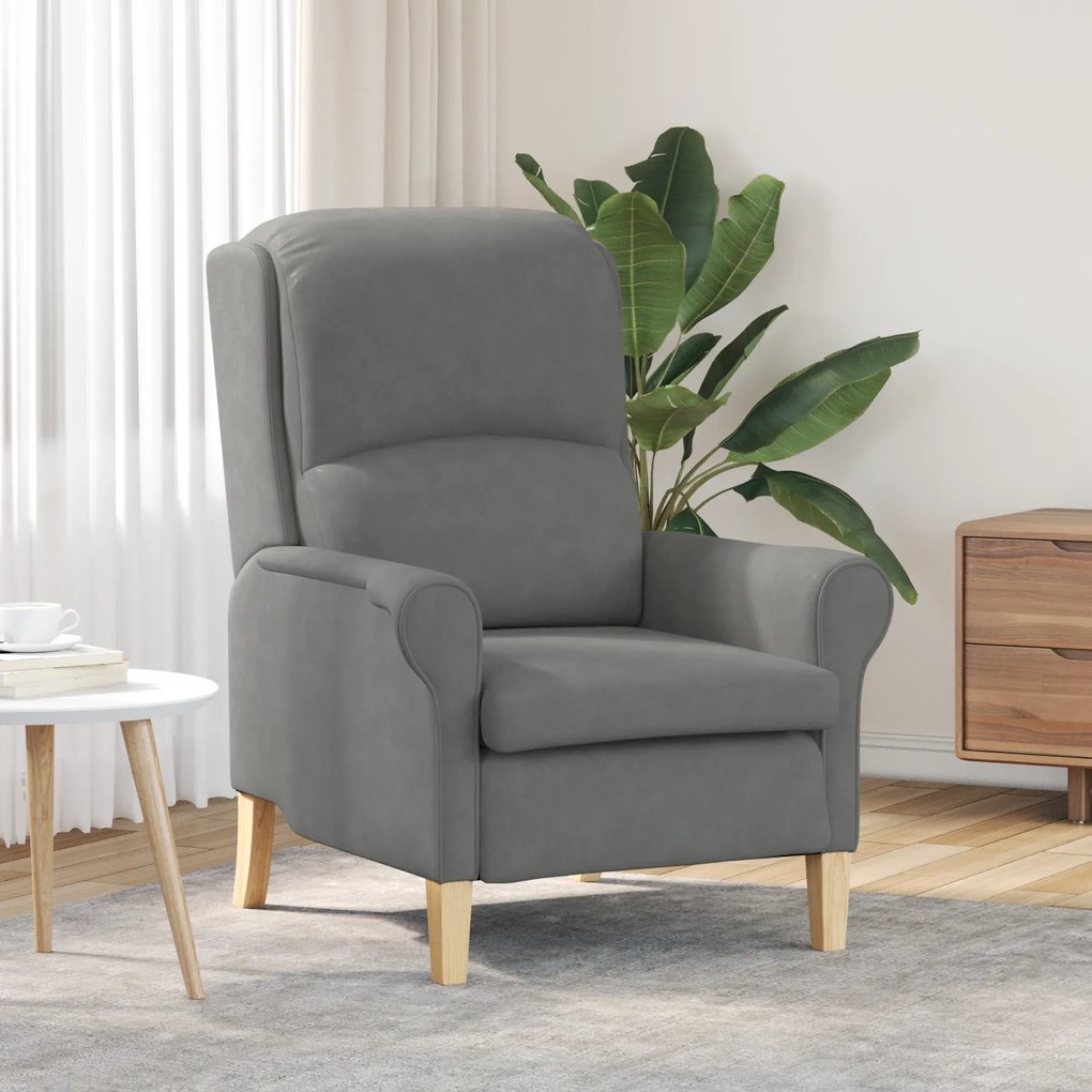 vidaXL Poltrona Ergonómica Cinza Escura Tecido e Madeira Padrão Ergonómica