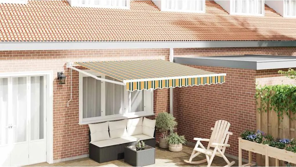 vidaXL Toldo Verde e Amarelo 300 x 250 x 165 cm Poliéster