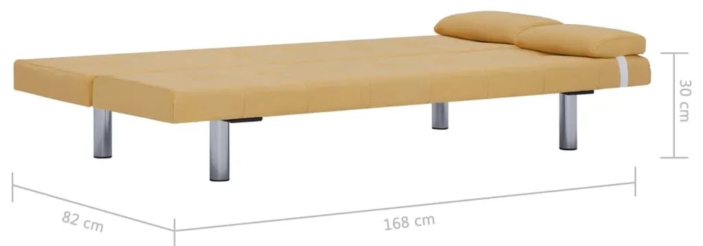 Sofá Cama Vivian - Cor Amarelo - Em Tecido, Estrutura em Madeira, Pern