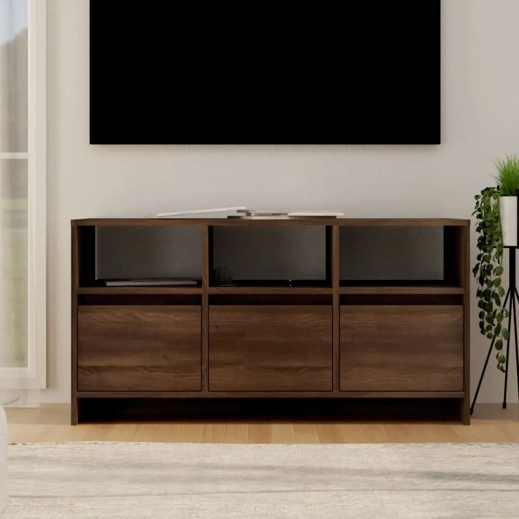 Móvel de TV Endy com 3 Gavetas e Compartimentos de 102 cm - Castanho -