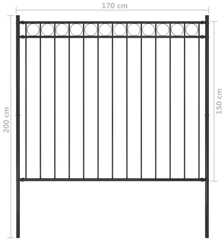 Cerca de jardim 1,7x1,5 m aço preto