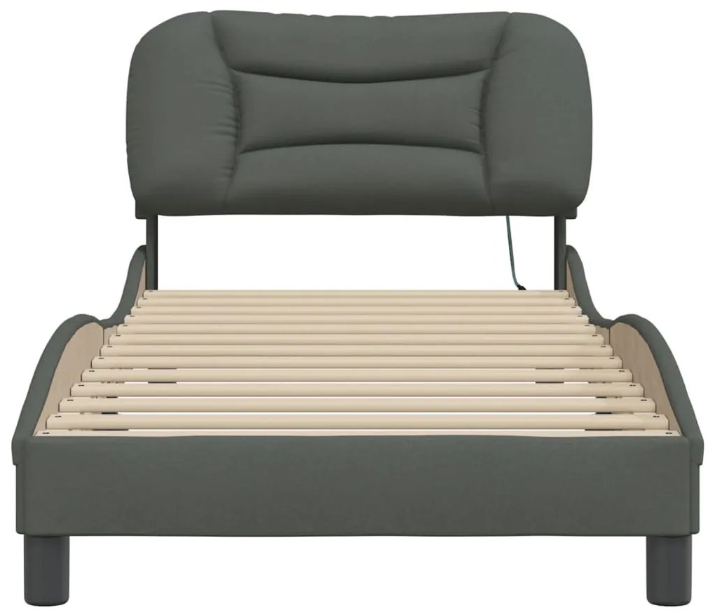 Estrutura de cama com LED sem colchão 90x200 cm tecido