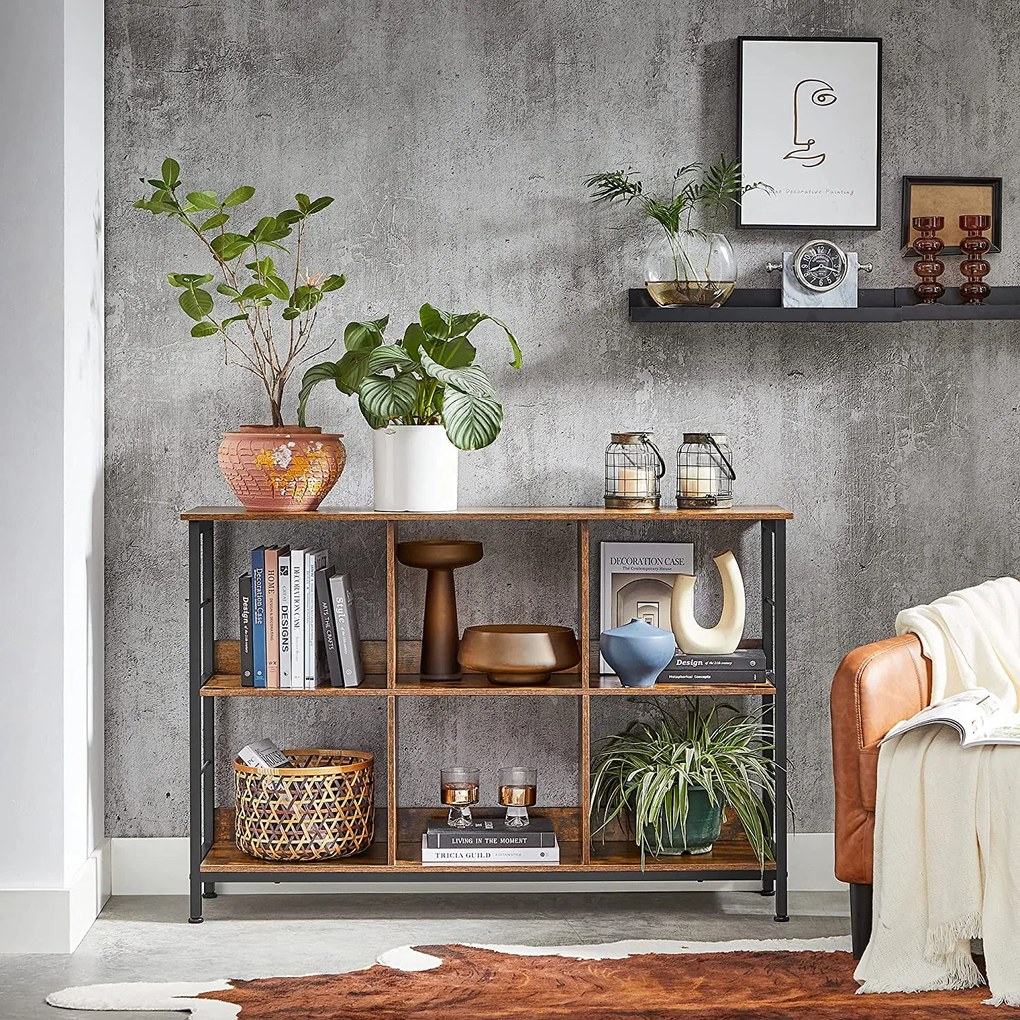 Estante de estilo industrial 120 x 33 x 80 cm castanho vintage-preto