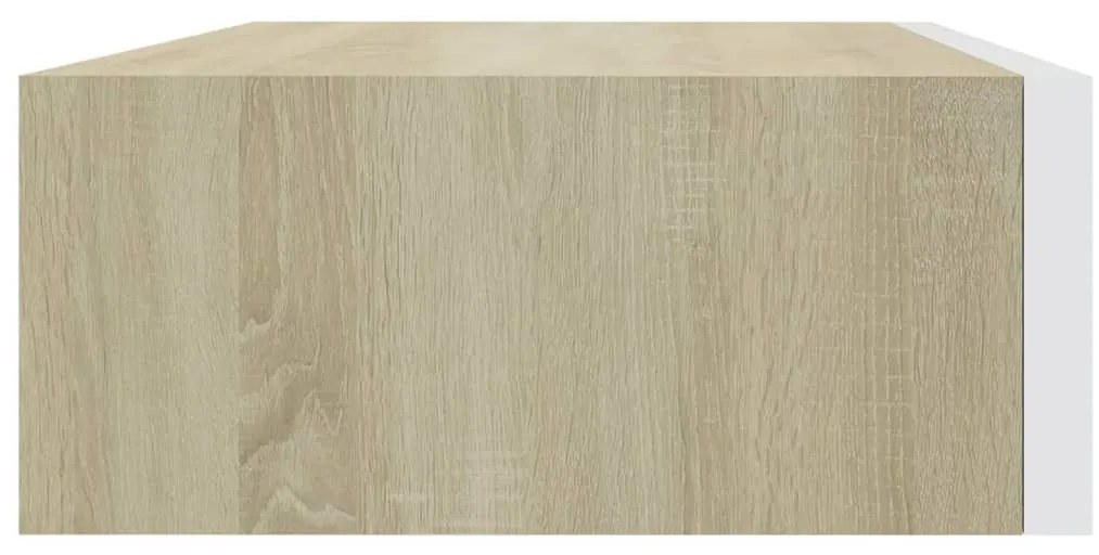Prateleira de parede c/ gaveta MDF 40x23,5x10cm carvalho/branco