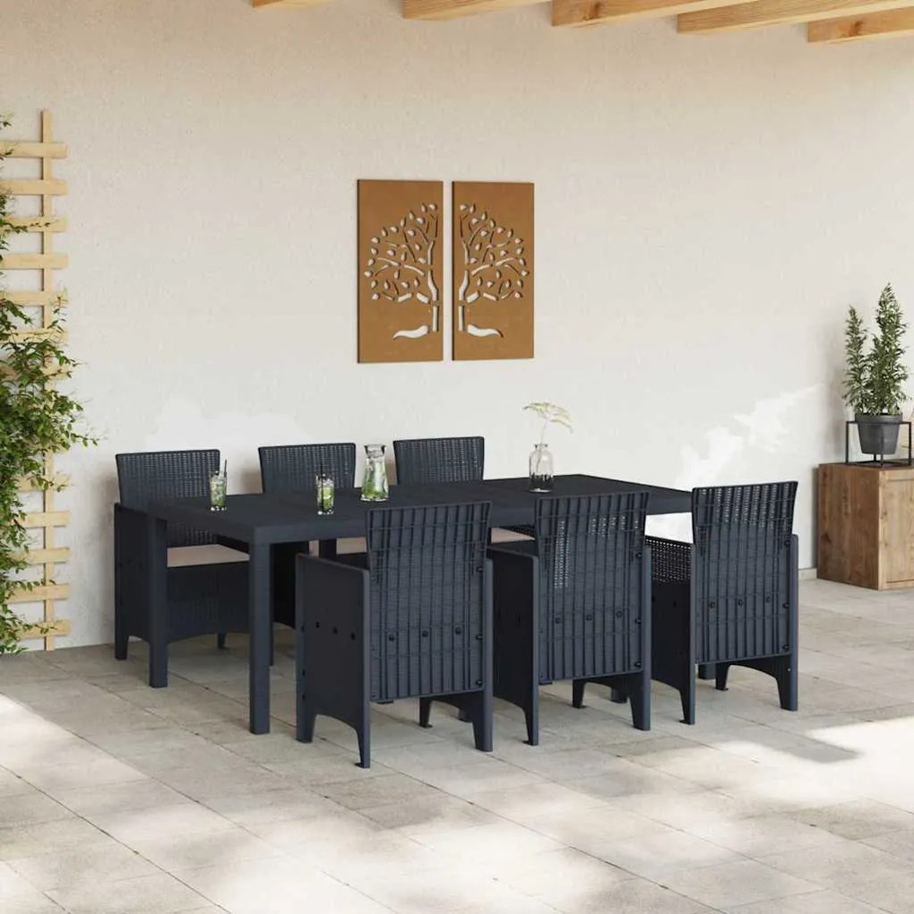 Conjunto de Jantar para Jardim 7 pcs Antracite