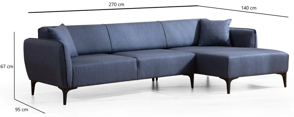 Sofá de Canto Belissimo – Azul – 270 x 140 cm