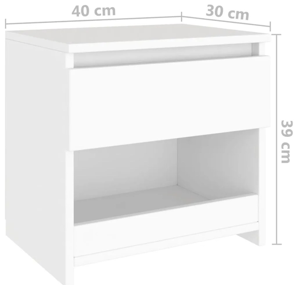 Mesa de cabeceira 40x30x39 cm contraplacado branco