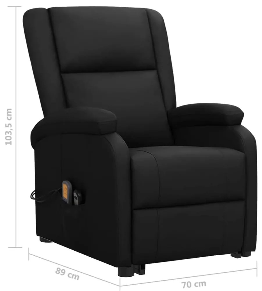 Poltrona massagens elevatória couro artificial preto