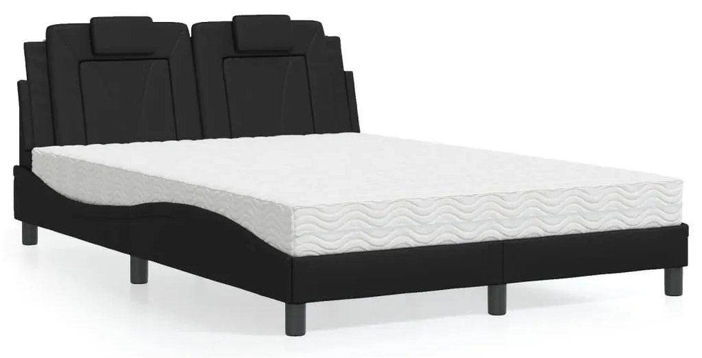 Cama com colchão 120x200 cm couro artificial preto