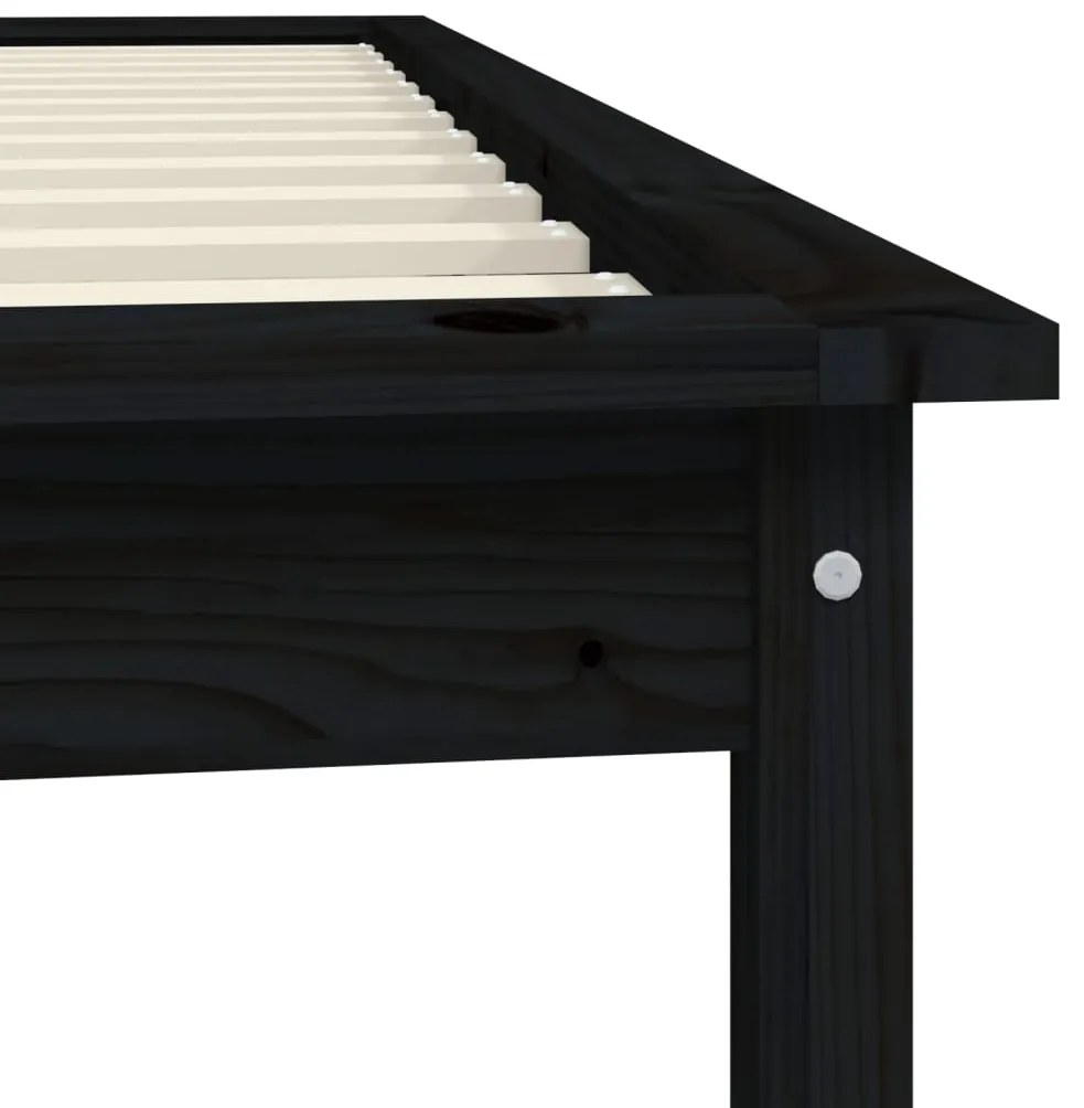 Estrutura cama de solteiro pequena 75x190 cm pinho maciço preto