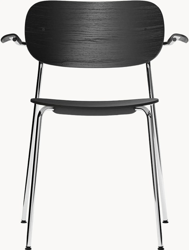 Cadeira de jantar em metal e madeira com apoio de braços Co