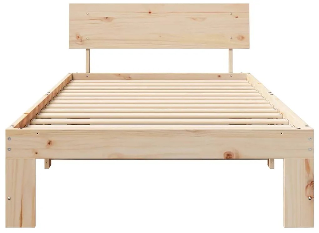 Estrado de Cama com Cabeceira 90x190 cm Madeira de Pinho