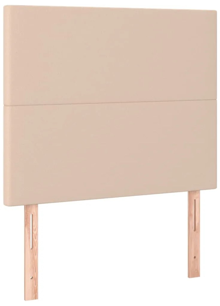 Cama box spring c/ colchão/LED 80x200cm couro artif. cappuccino