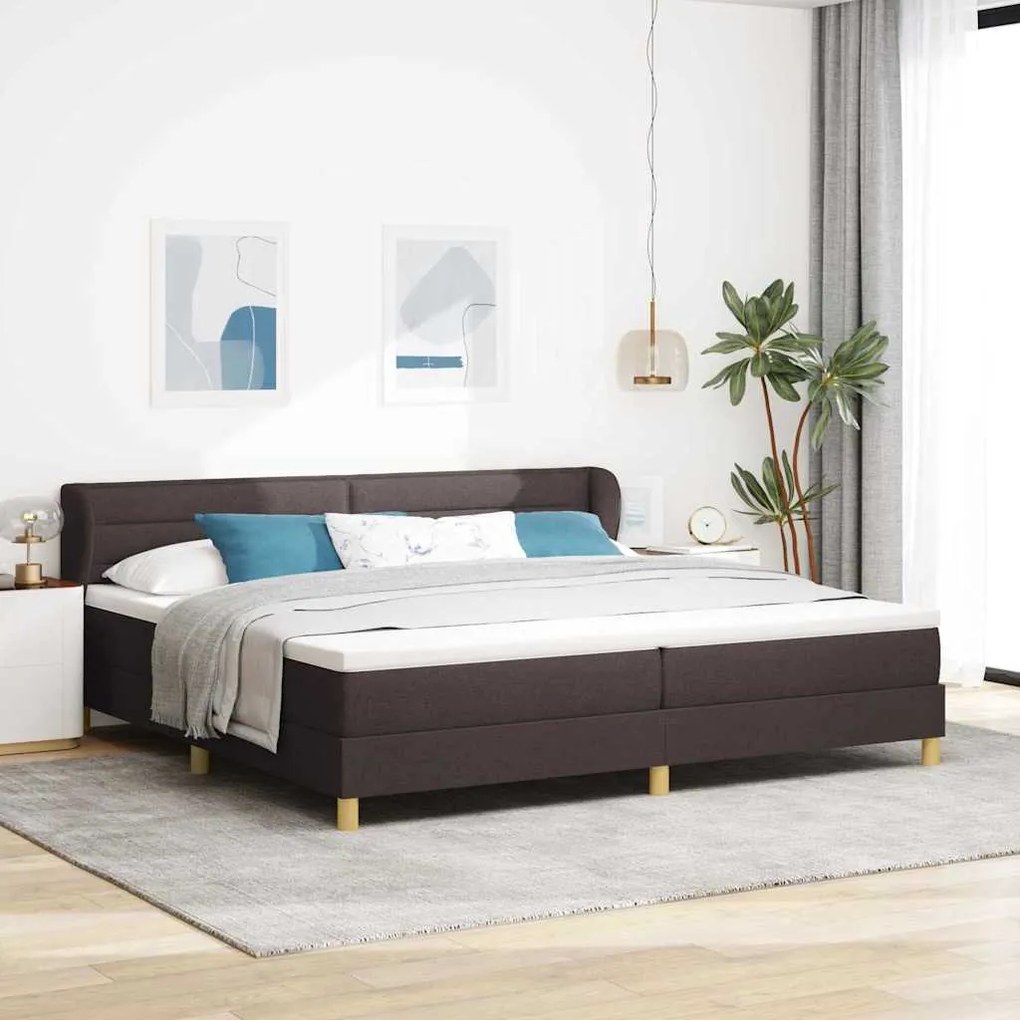 vidaXL Cama Box com colchão Marrom Escuro 200 x 200 cm tecido