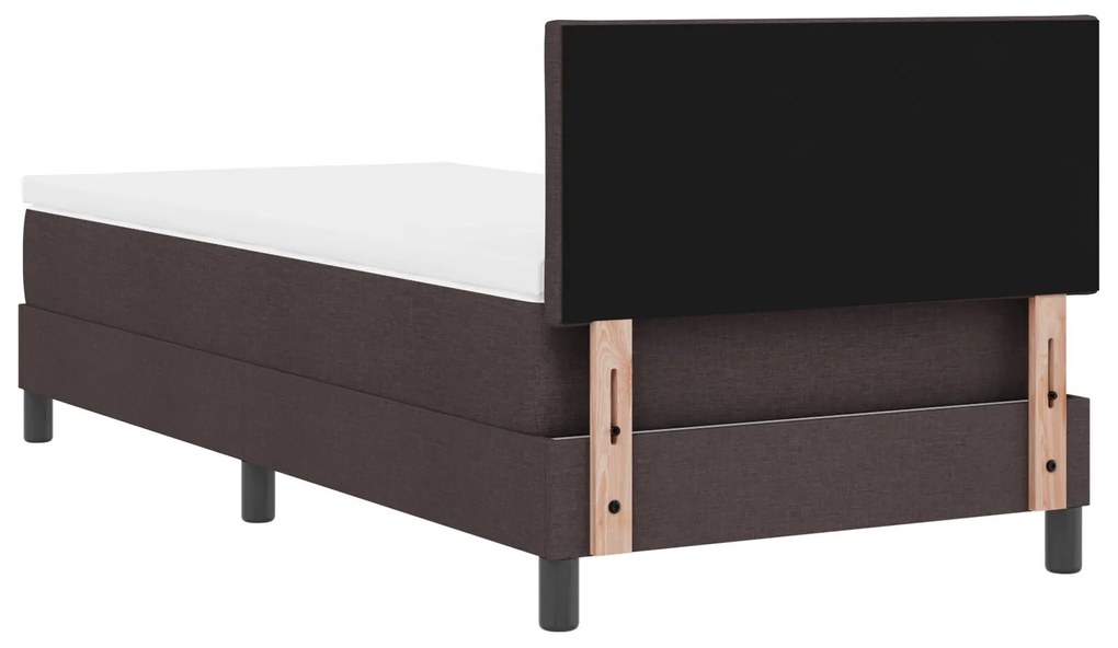 Cama Box com Colchão &amp; LED Marrom Escuro 90x200 cm Tecido