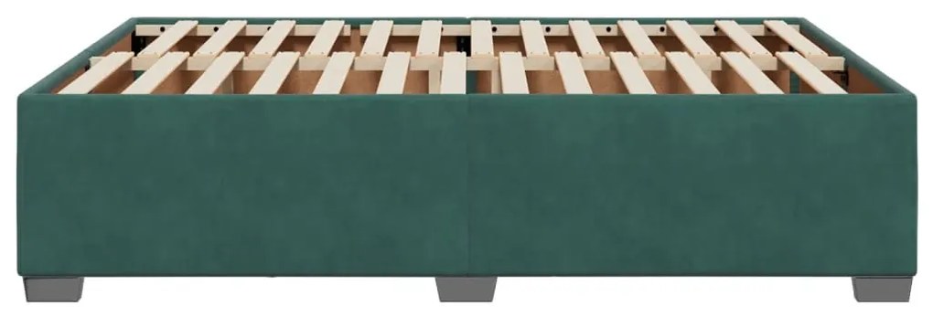 Estrutura de cama sem colchão 160x200 cm veludo verde-escuro