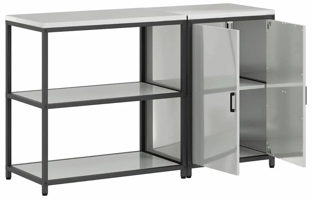 Conjunto de Armazenamento de Cozinha com prateleira 2 pcs Prata
