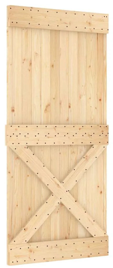 Porta de correr com ferragens 95x210 cm madeira de pinho maciça