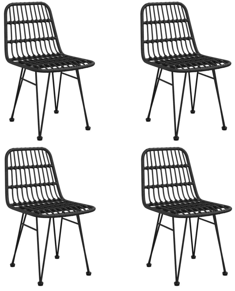 5 pcs conjunto de jantar p/ jardim vime PE preto