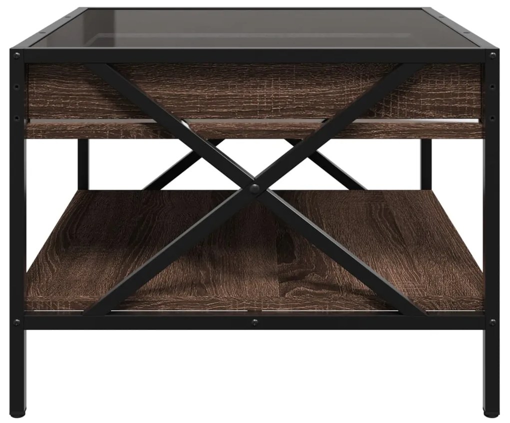 Mesa de centro luzes LED Infinity 50x50x38 cm carvalho castanho