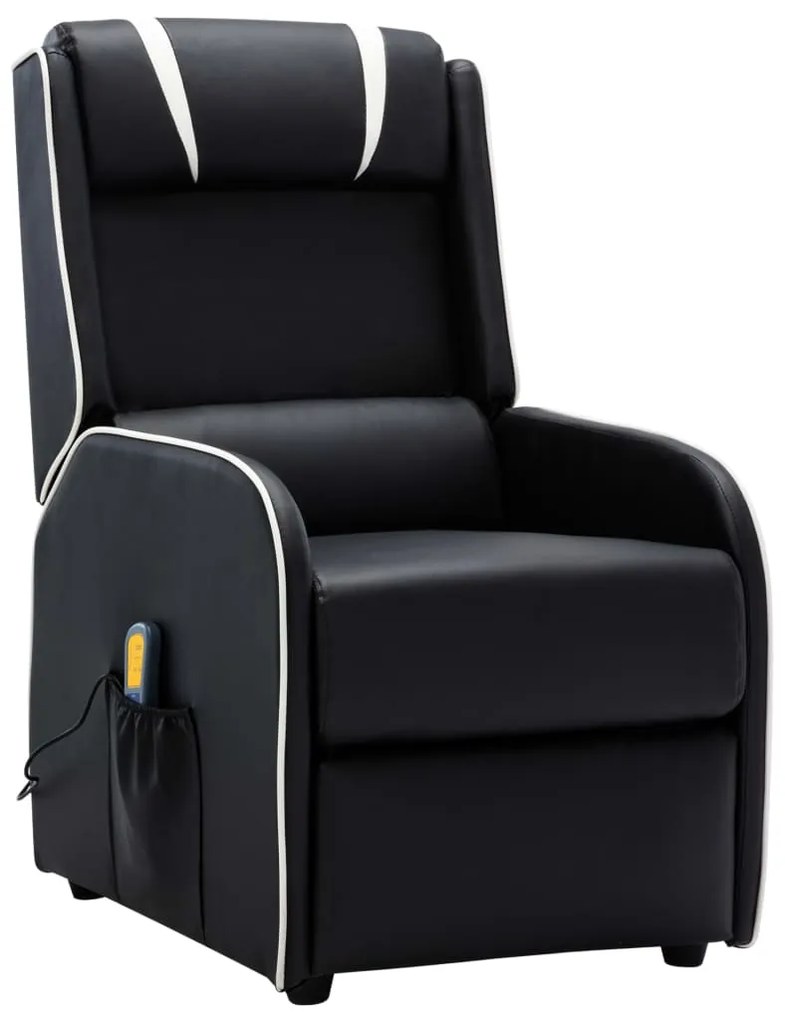 vidaXL Cadeira de massagens reclinável couro artificial preto e branco