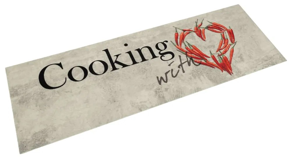 vidaXL Tapete de cozinha lavável 45x150 cm veludo padrão peper cooking